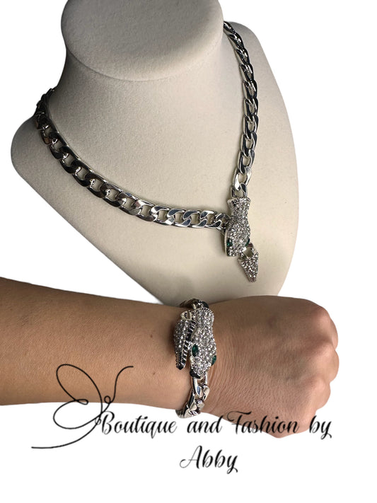 Lgari Serpent Silver Chain and Bracelet