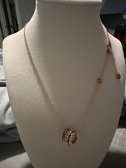 Lgari Rose-Gold Dark Edge Ring with studs necklace