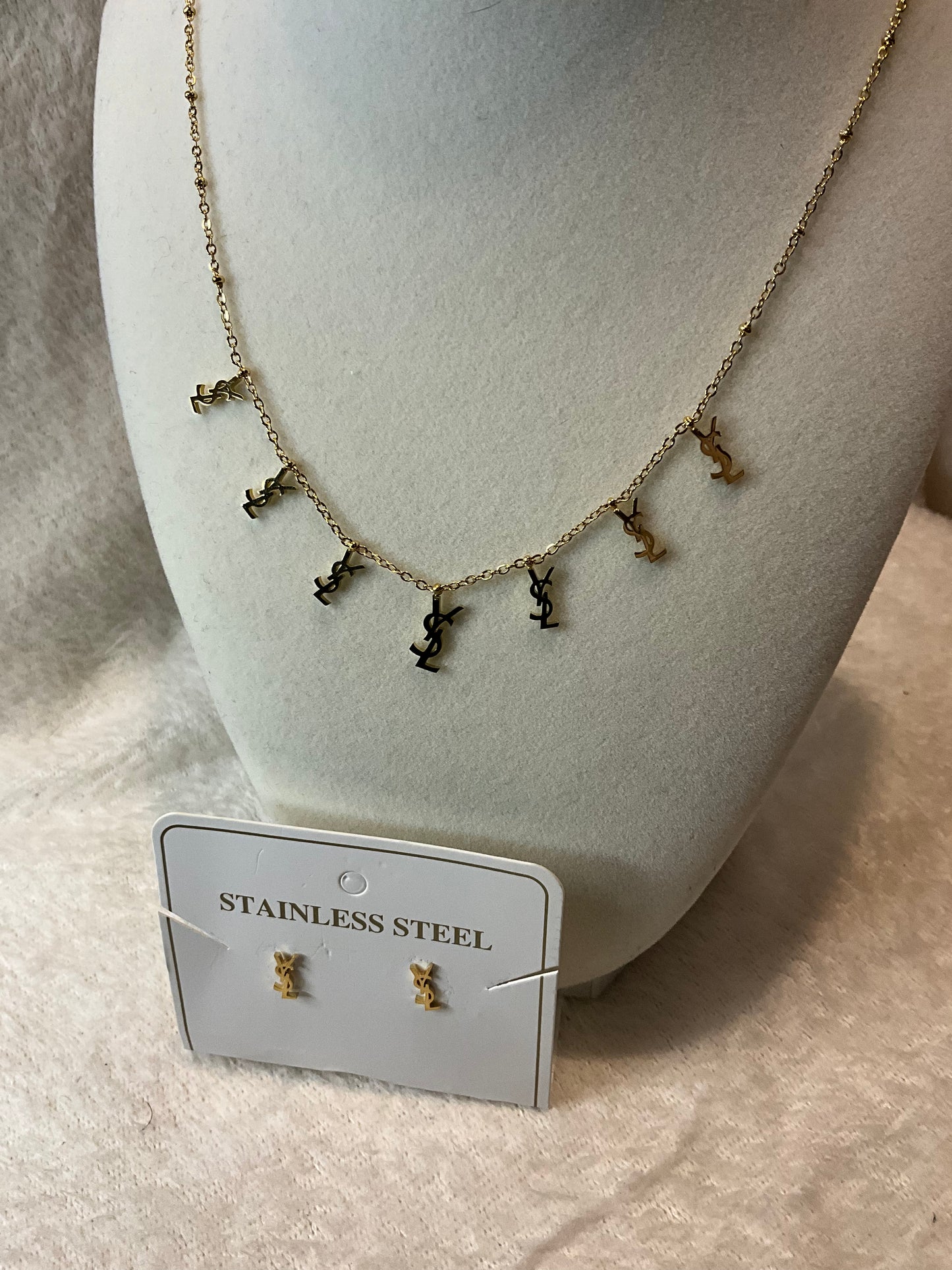 YL Inspired Designer Necklace with Stud earrings