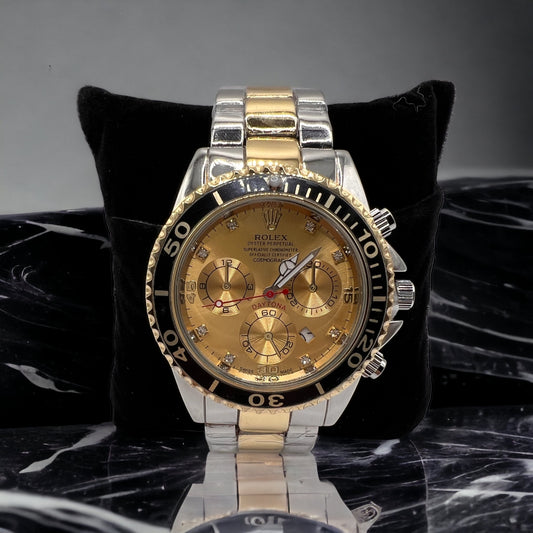 Reloj de diseño inspirado en Rolito Plata Oro Hombres